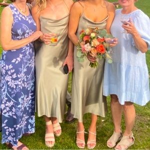 Moss Green Luxe Satin Verona Cowl Show Me Your Mumu size XS